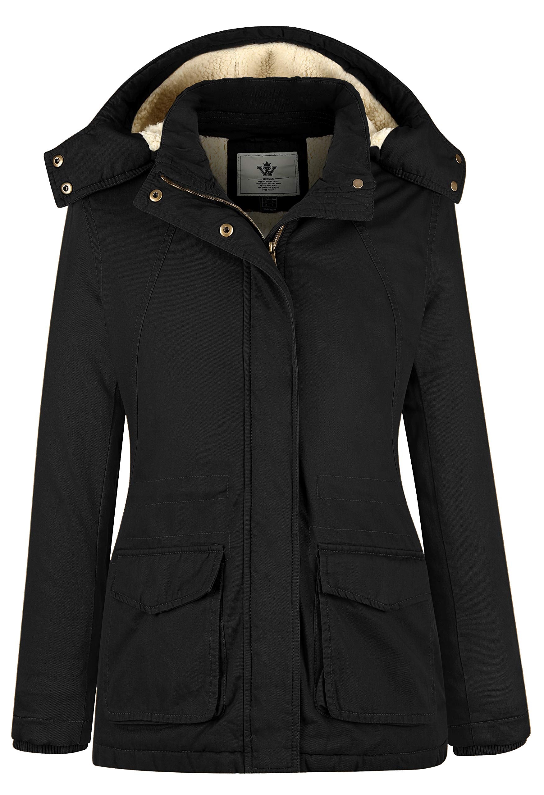 WenVen Women's Winter Warm Sherpa Lined Jacket Heavy Parka Coat with Hood